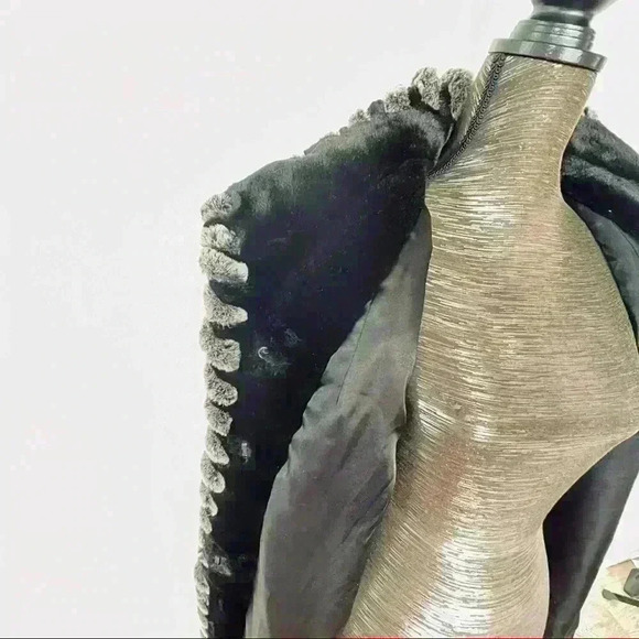 Vintage Faux Fur Luxurious Long Black Grey Long Coat Women Size M - Picture 5 of 15